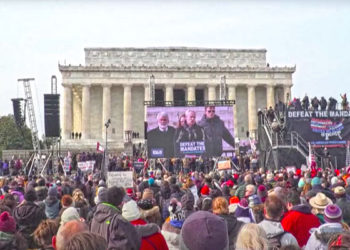 Los manifestantes antivacunas se concentraron en el parque National Mall, en Washington.