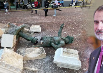 En Puerto Rico, la estatua de Juan Ponce de León, amaneció en el sueño, a pocas horas de la llegada del Rey de España.