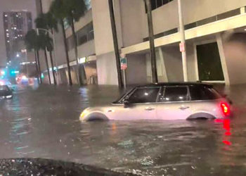 Varias zonas en Florida quedaron bajo las agua, por la acción de la tormenta Alex.