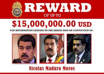 El precio por brindar información sobre el paradero de Nicolás Maduro, que conduzca a su captura, es de 15 millones de dólares.