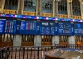 Interior de la Bolsa de Madrid en la sesión de hoy.
