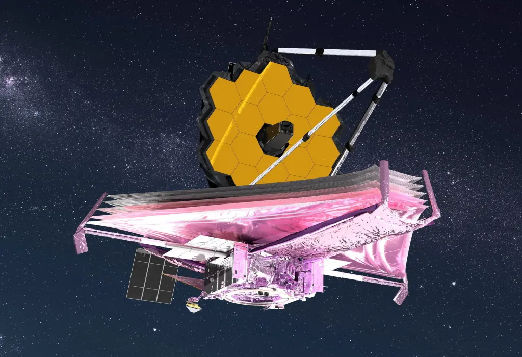 Impresión artística del telescopio James Webb, que se utilizará para obtener una imagen más precisa del tamaño del asteroide.