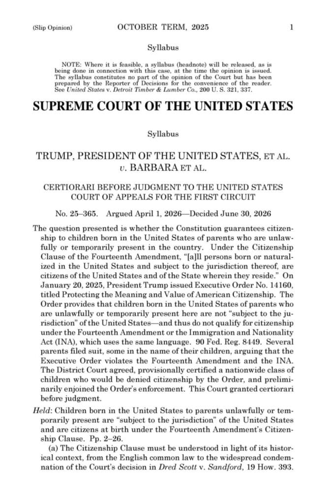 Congreso descarta propuesta de Trump de eliminar ciudadanía por nacimiento a niños de padres de inmigrantes indocumentados.