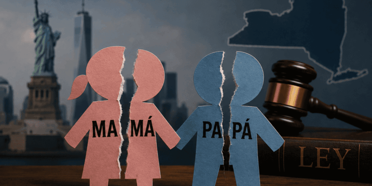 Dos muñecos de papel rosado y azul rotos por la mitad