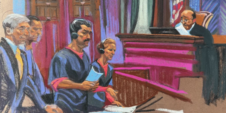 Nicolás Maduro durante su juicio en Nueva York