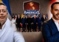 Montaje del Escudo de las Américas junto a Gustavo Petro y el presidente electo de Colombia, Abelardo de la Espriella.